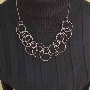 Silver Chain Necklace with Silver Linking Hoops 18" With 3" Extender